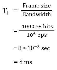 A link has a transmission speed of 106 bits/sec. It uses data packets of size 1000 bytes each. Assume that the acknowledgement has negligible transmission delay, and that its propagation delay is the same as the data propagation delay. Also assume that the processing delays at the nodes are negligible. The efficiency of the stop-and-wait protocol in this setup is exactly 25%. The value of the one-way propagation delay (in milliseconds) is ________.