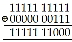 Consider a code with only four valid code words: 0000000000, 0000011111, 1111100000, and 1111111111. This code has distance 5. If the code word arrived is 0000000111 then the original code word must be _______.