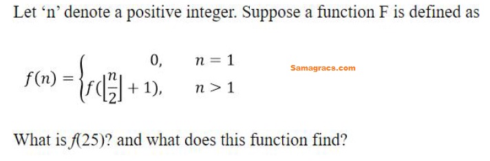 Let ‘n’ denote a positive integer. Suppose a function F is defined as 